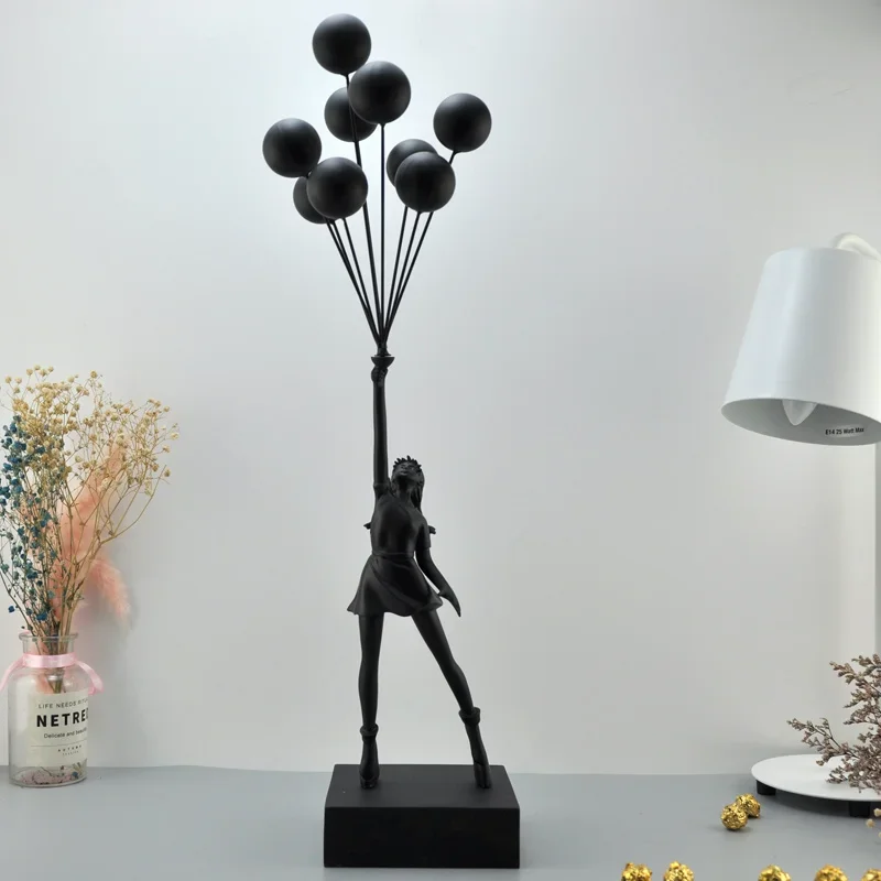 Banksy Balloon Girl Ornament Sculpture Modern Simple Ornament Resin Crafts Table Decoration - Image 5