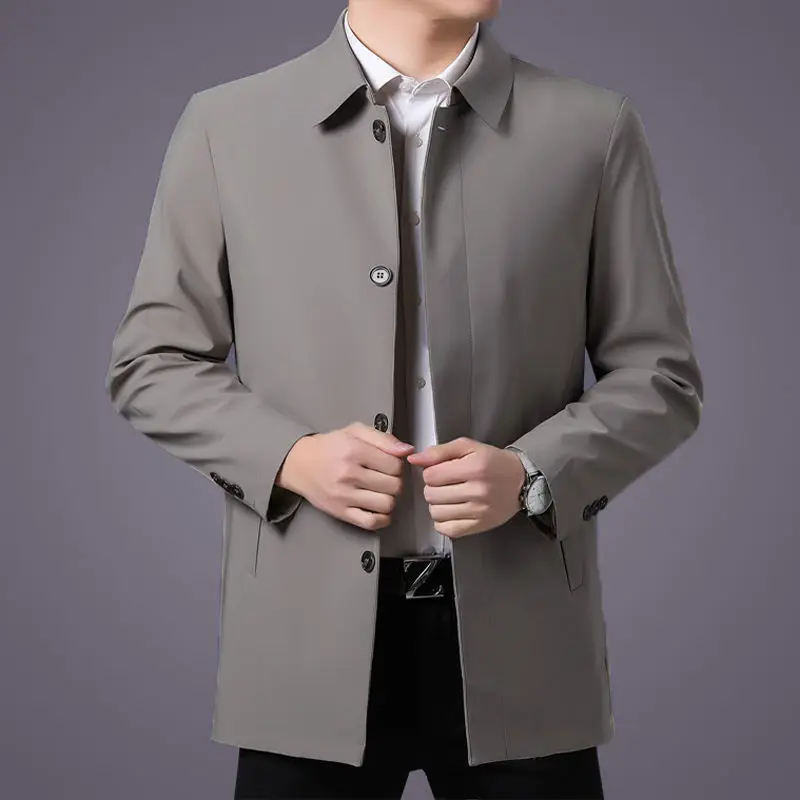 Casual Business Windbreak Jackets Men Coats Brand Top Quality Spring Men's Trench Coat Solid Color Mid-length Jacket male - Image 4