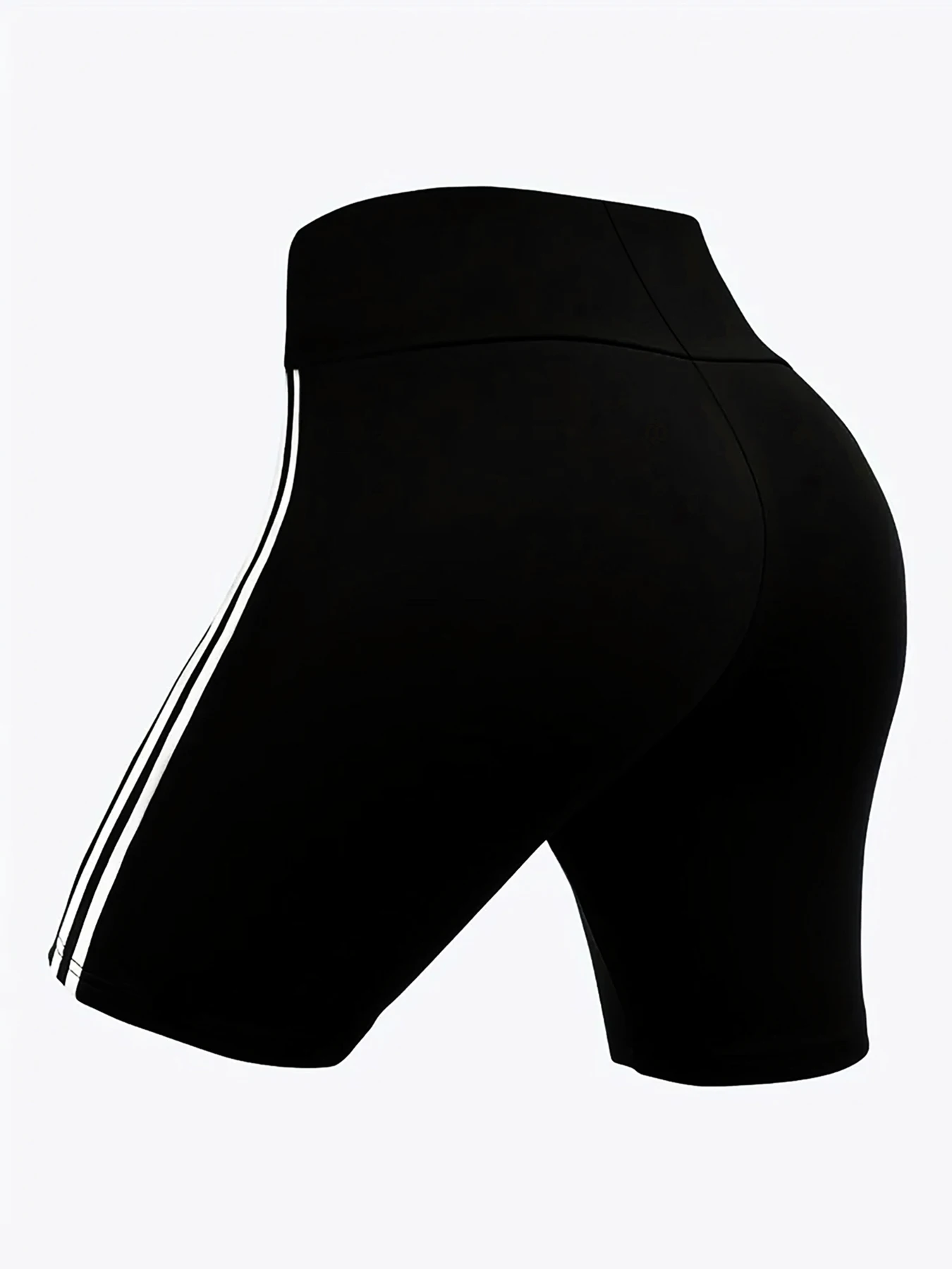 High Stretch Plus Size Athletic Shorts for Women Sporty Knit Mid Thigh Pants with Side Stripes Fashionable and Comfortable Pants - Image 6