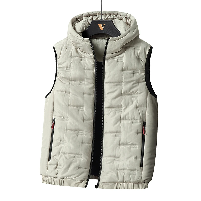 Spring Autumn Men Windproof Sleeveless Causal Vest Coats Mens Solid Quilted Waistcoat Vest Men's Vest Hooded Male Large Size 8XL - Image 3