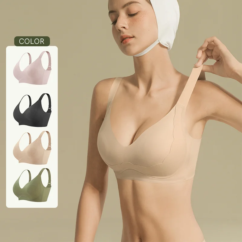 SUJIIN Plus Size Bras for Women Comfortable Wireless Push Up Full-Coverage Soft Support Bra for Large Breasts Bralettes MX219 - Image 3