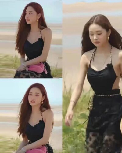 Korean Style Sexy Women Two Piece Bodysuit Skirt Set Gold Chain Mesh Outfit