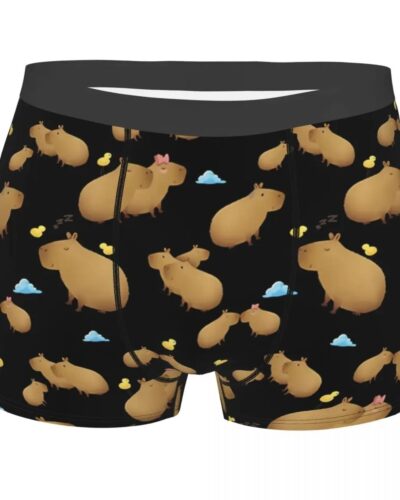 Capybara Men’s Boxer Briefs – Cute Chill Print Breathable Underwear Shorts
