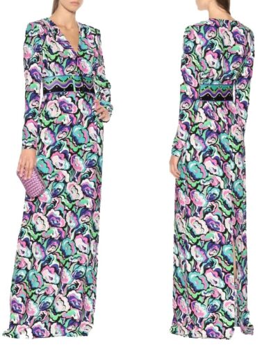 Women’s V-Neck Long Sleeve Peony Print Knit Dress – Slim Fit Stretch Clubwear