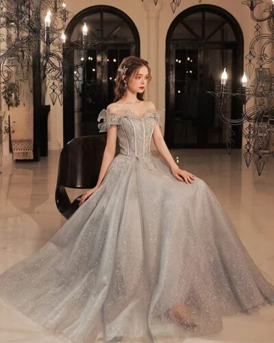 Custom Sequin A Line Evening Gown Strapless Backless Dress