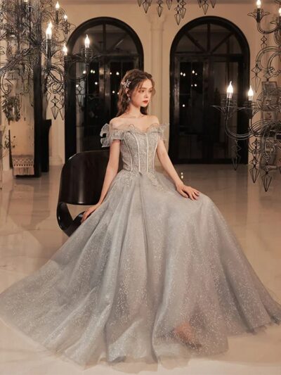 Custom Sequin A Line Evening Gown Strapless Backless Dress