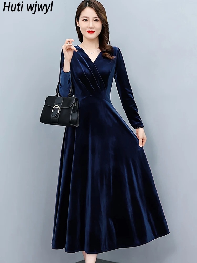 Women’s 2024 Vintage Velvet Long Sleeve Bodycon Midi Dress | Elegant Winter Party Night Dress