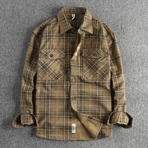 Men’s Premium Plaid Shirt – Long Sleeve Casual Cotton Blouse