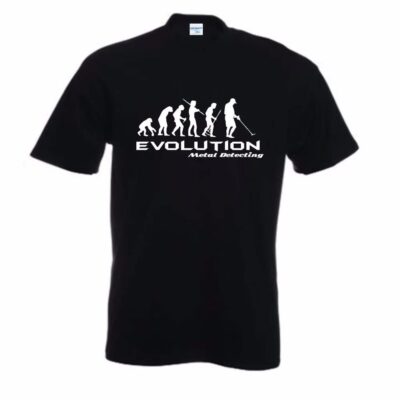Funny Metal Detector Evolution T-Shirt Men Darwin Theory Hobby Retro Cotton Graphic Tee
