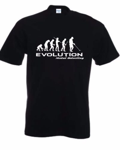 Funny Metal Detector Evolution T-Shirt Men Darwin Theory Hobby Retro Cotton Graphic Tee