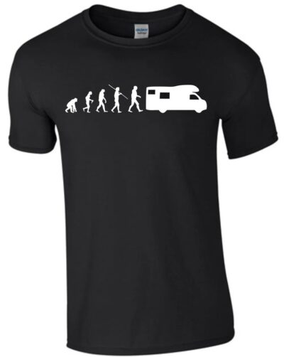 Men’s Camper Evolution T-Shirt Wohnmobi Caravan Funny Travel Graphic Tee Short Sleeve Cotton Shirt