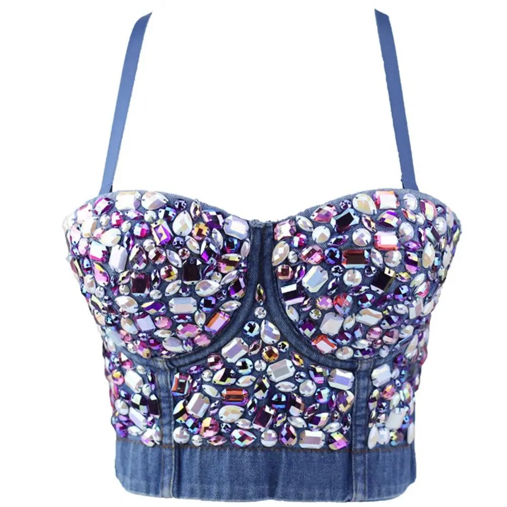 SXTHAENOO Rhinestone Pearl Corset Bra – Bridal Glam Cropped Camisole for Wedding & Party - Image 4