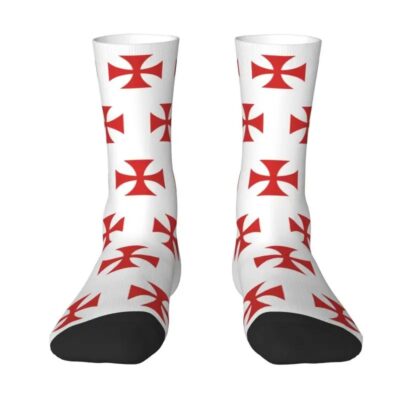 Harajuku Jerusalem Kingdom Cross 3D Printed Sports Socks – Unisex Warm Crusader Style