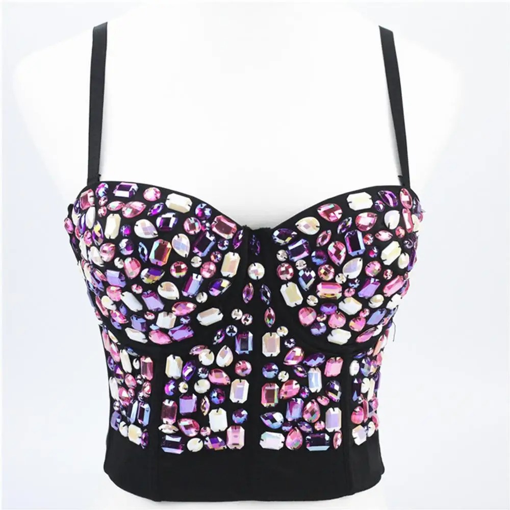 SXTHAENOO Rhinestone Pearl Corset Bra – Bridal Glam Cropped Camisole for Wedding & Party - Image 3
