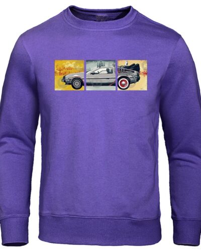 Back to the Future Men’s Hoodie Science Fiction Movie Print Loose Fit Fleece Casual Sweatshirt
