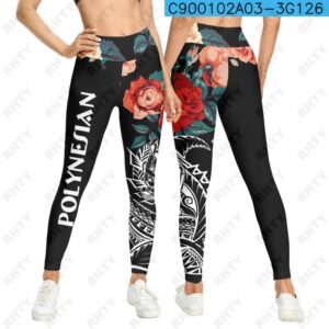 Women’s Flower Tahiti High-Waist Sport Leggings – 3D Yoga & Gym Pants
