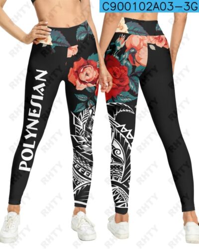 Women’s Flower Tahiti High-Waist Sport Leggings – 3D Yoga & Gym Pants