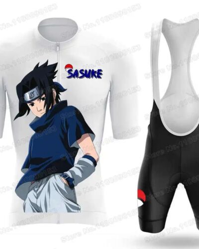 Anime Sasuke Cycling Jersey Set Akatsuki Men Bike Shirt Bib Shorts