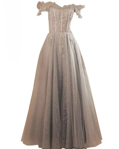 Customized Slim A-Line Evening Gown | Sequin Bandage Strapless Off-Shoulder Backless Floor-Length Party Dress