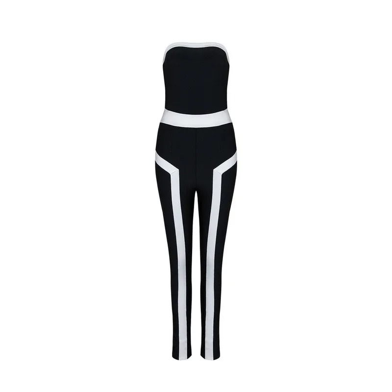 Women’s Black Strapless Bodycon Jumpsuit – Streetwear Bandage Skinny Romper - Image 5