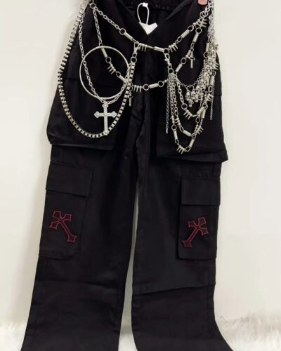 Gothic Y2K Harajuku Trousers Punk Aesthetic High Waist Unique Street Style Pants