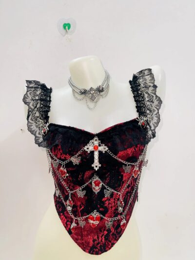 Women’s Y2K Gothic Skull Corset Crop Top – Harajuku E-Girl Punk Tank