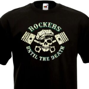 Funny Men’s Rockabilly Motorcycle T-Shirt Rockers Until The Death Rock ’n’ Roll Vintage Casual Tee