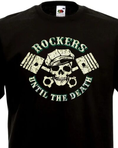 Funny Men’s Rockabilly Motorcycle T-Shirt Rockers Until The Death Rock ’n’ Roll Vintage Casual Tee