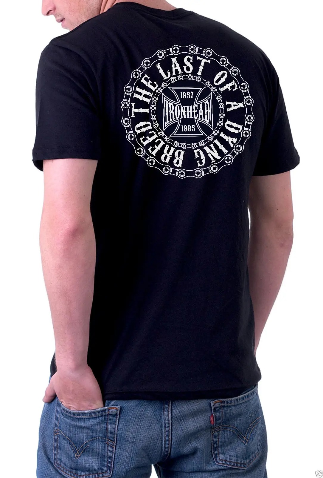 Ironhead Sportster T Shirt Men Vintage Biker Motorcycle Graphic Tee 100% Cotton Black Humor Shirt - Image 6