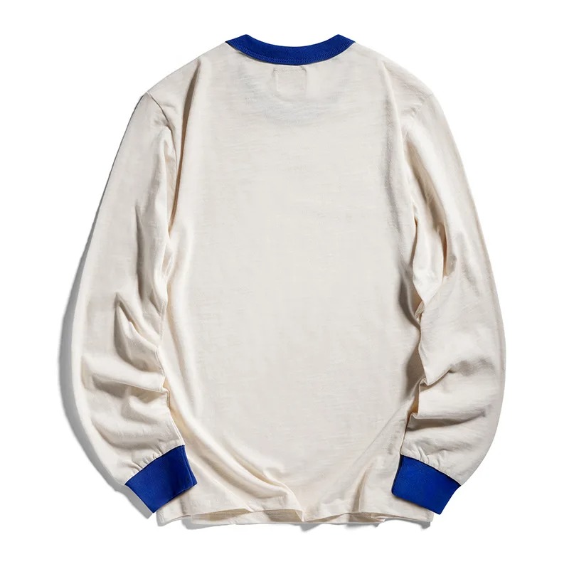 Taiwan City Letter Print Men’s Long Sleeve Patchwork T-Shirt - Image 7