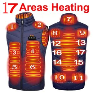 17-Zone Heated Vest for Men – USB Electric Thermal Winter Waistcoat