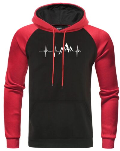 Mountain ECG Men’s Hoodie Funny Hip Hop Harajuku Streetwear Pullover Sweatshirt Autumn Casual Mens Hoodie