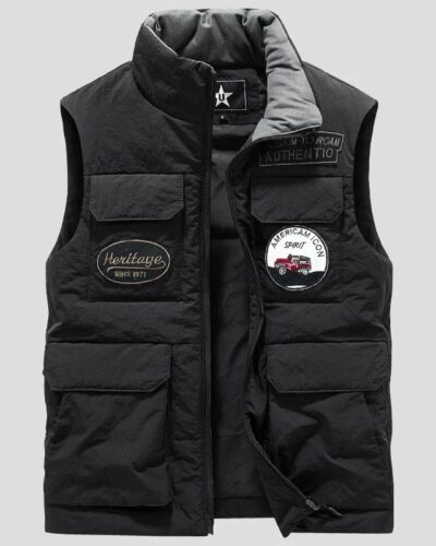 Men’s Winter Down Cotton Vest – Thick Warm Sleeveless Cargo Waistcoat Windbreaker (Up to 6XL)