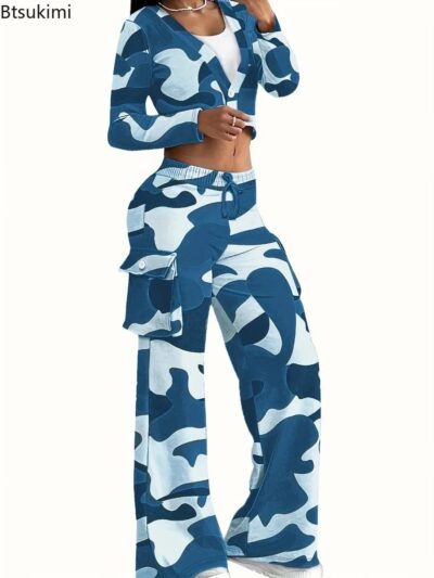 Denim Fashion Two-Piece Set – Long-Sleeve Top with Elegant Long Skirt