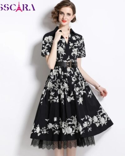 TESSCARA Vintage Lace Cocktail Dress for Women | Elegant Summer A-Line Party Dress