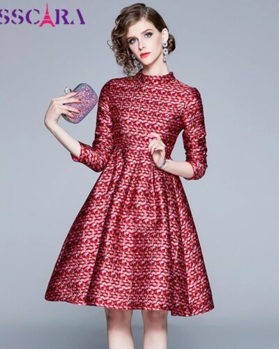 TESSCARA Plaid Pencil Office Dress for Women | Elegant Retro Workwear