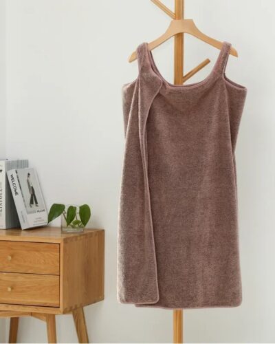 Women Bamboo Fiber Wearable Bath Towel Wrap Bathrobe