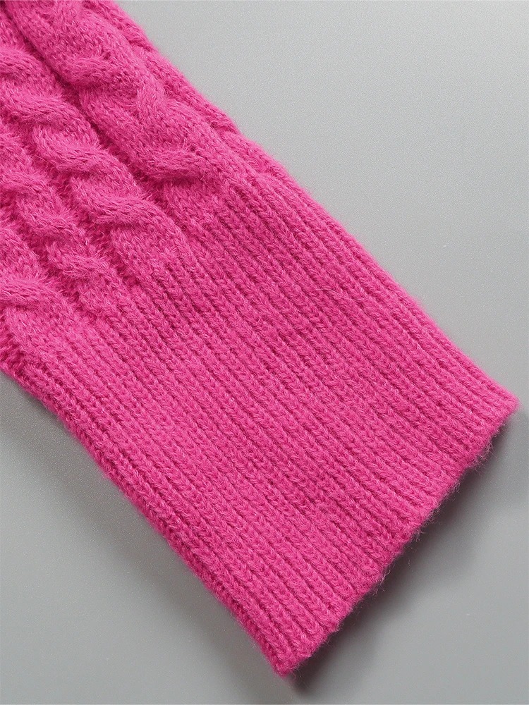 Plus Size Solid Color Cutout Knit Sweater – Slim Fit Long Sleeve Crewneck Pullover - Image 4