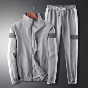 Men’s Reflective Hip Hop Tracksuit – Patchwork Sweatshirt & Pants 2-Piece Sports Suit