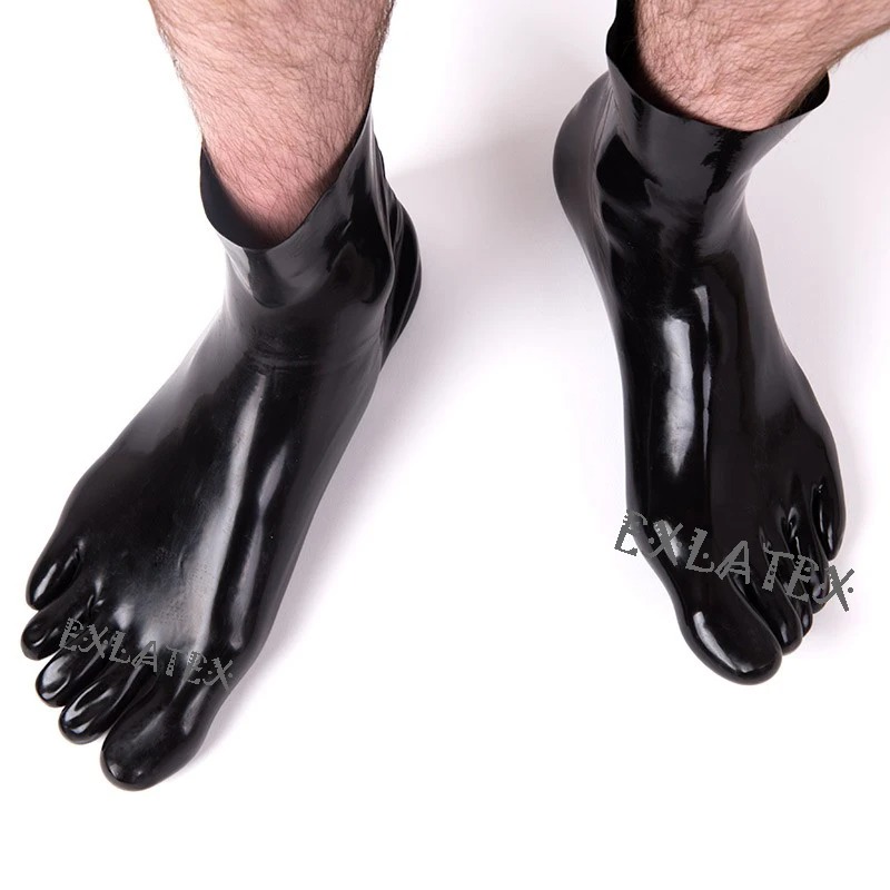 Latex Knee-High Stockings – Solid Color Stretch Rubber Look Calf Socks - Image 5