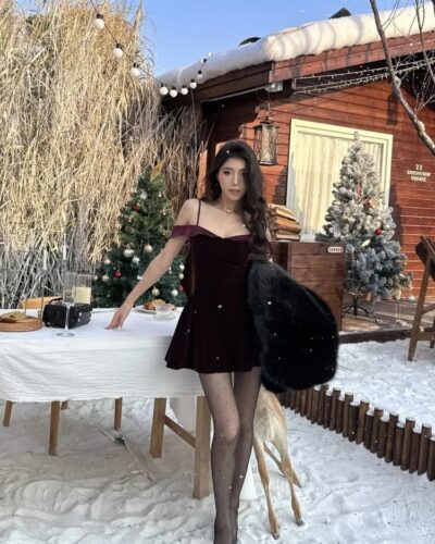 Women’s French Style Hepburn Mini Dress 2024 | Vintage Velvet Suspender Slim Party Dress