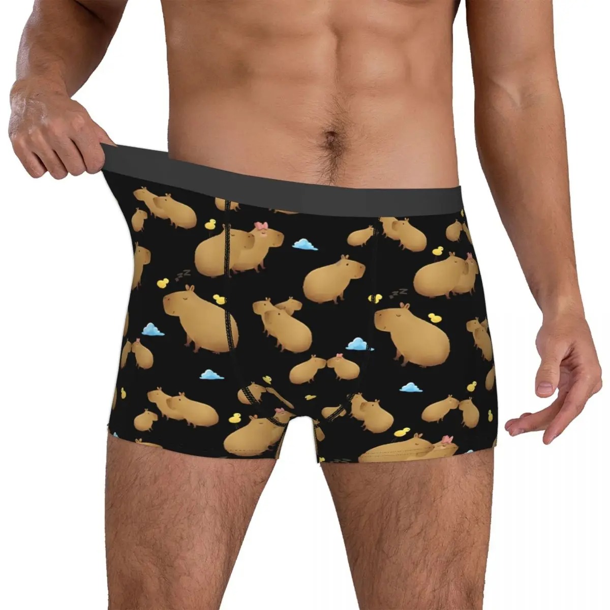 Capybara Men’s Boxer Briefs – Cute Chill Print Breathable Underwear Shorts - Image 5