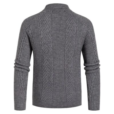 Men’s Winter Thick Polo Sweater – Warm Casual Lapel Shirt