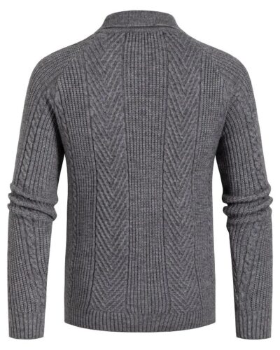Men’s Winter Thick Polo Sweater – Warm Casual Lapel Shirt