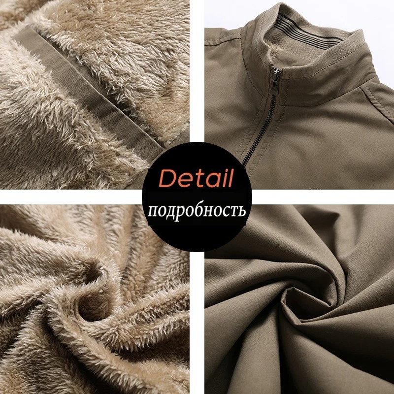 Men’s Autumn Winter Cotton Jacket – Vintage Casual Fleece-Lined Warm Coat - Image 6