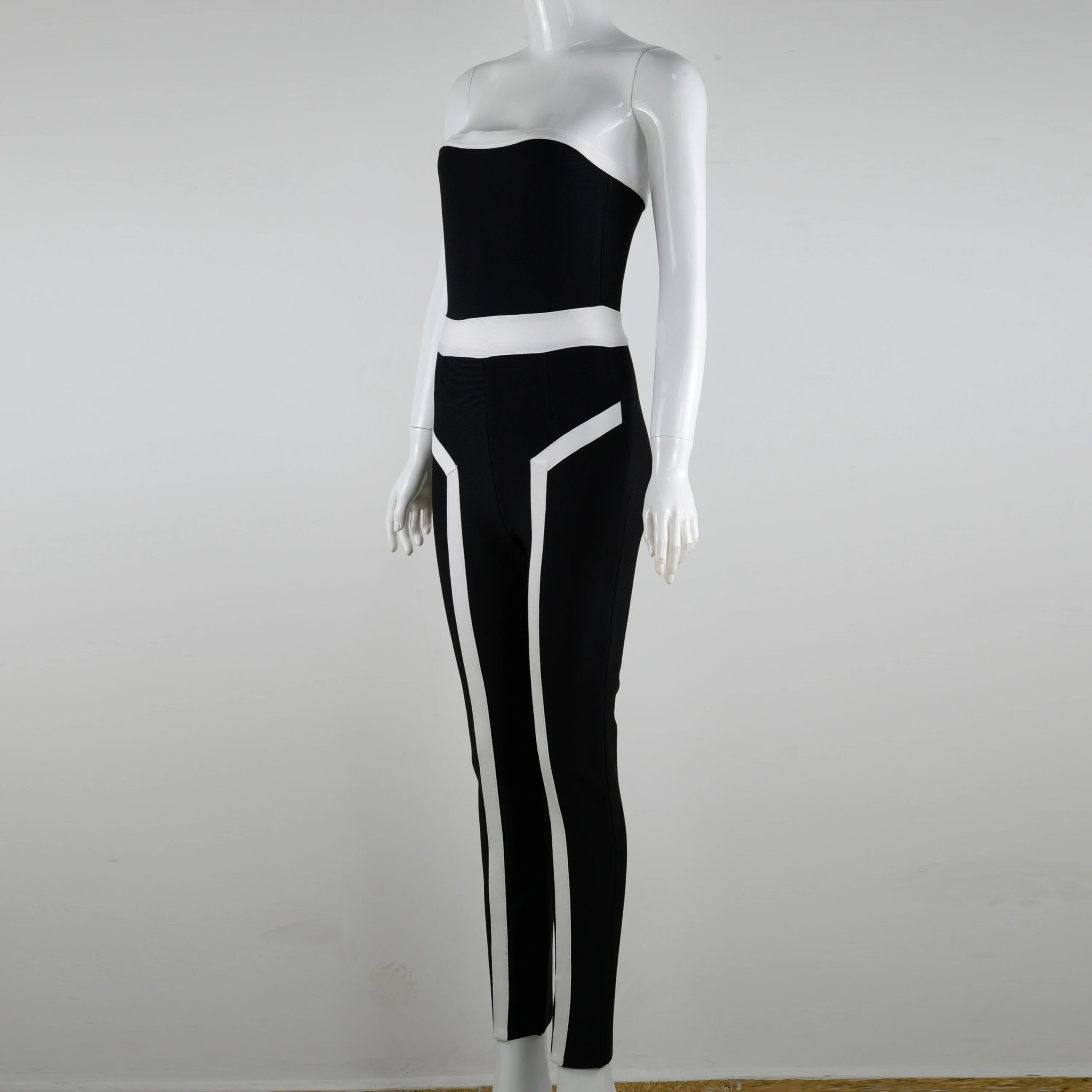 Women’s Black Strapless Bodycon Jumpsuit – Streetwear Bandage Skinny Romper - Image 3