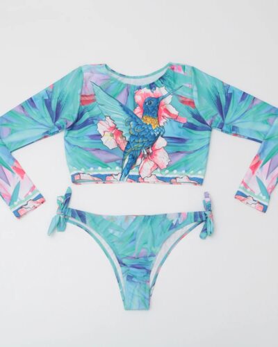 2025 New Long Sleeve Bikini Set Women Two Piece Swimsuit Print Swimwear Female Brazilian Bathing Suit Summer Beach Wear Swimming