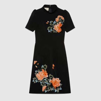 Peony Flower Embroidery Patch Orange Floral Applique Sewing DIY