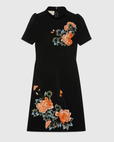 Peony Flower Embroidery Patch Orange Floral Applique Sewing DIY