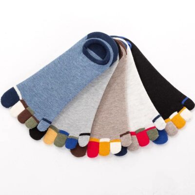 5 Pairs Men’s Five Toe Socks – Breathable Cotton Athletic Running & Casual Finger Socks